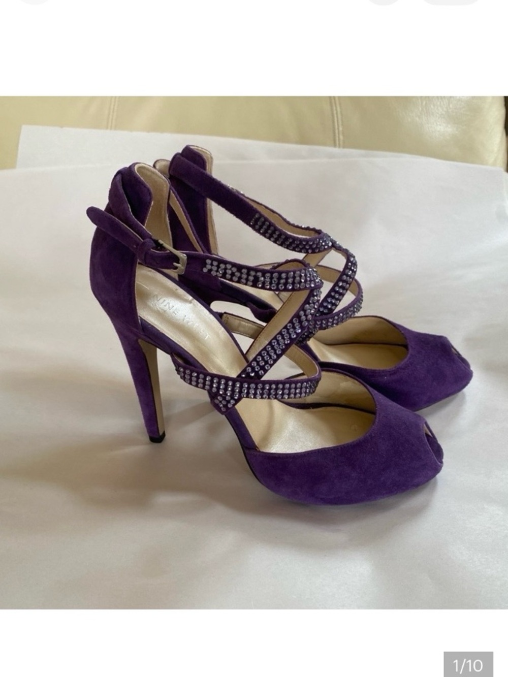 Nine West Purple Suede Strappy Heels